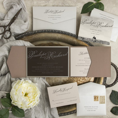 Big Night Envelopments pocket shimmer classical elegant wedding invitations